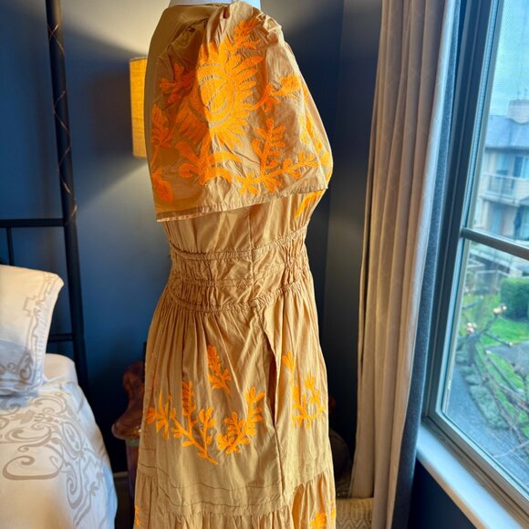 Anthropologie Somerset Maxi Dress Mustard Yellow Embroidered - Picture 7 of 16